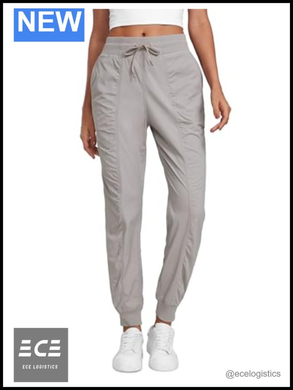 Lightweight Ruched Joggers Pants Mid Rise Ankle Track Pants